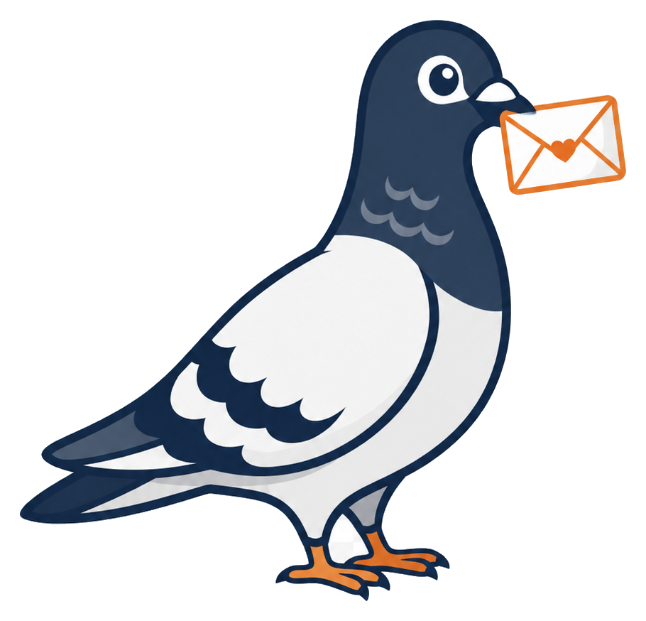 Carrier pigeon carrying a letter